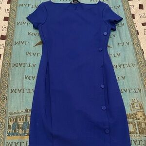 Elegant Blue Button-Detail Dress